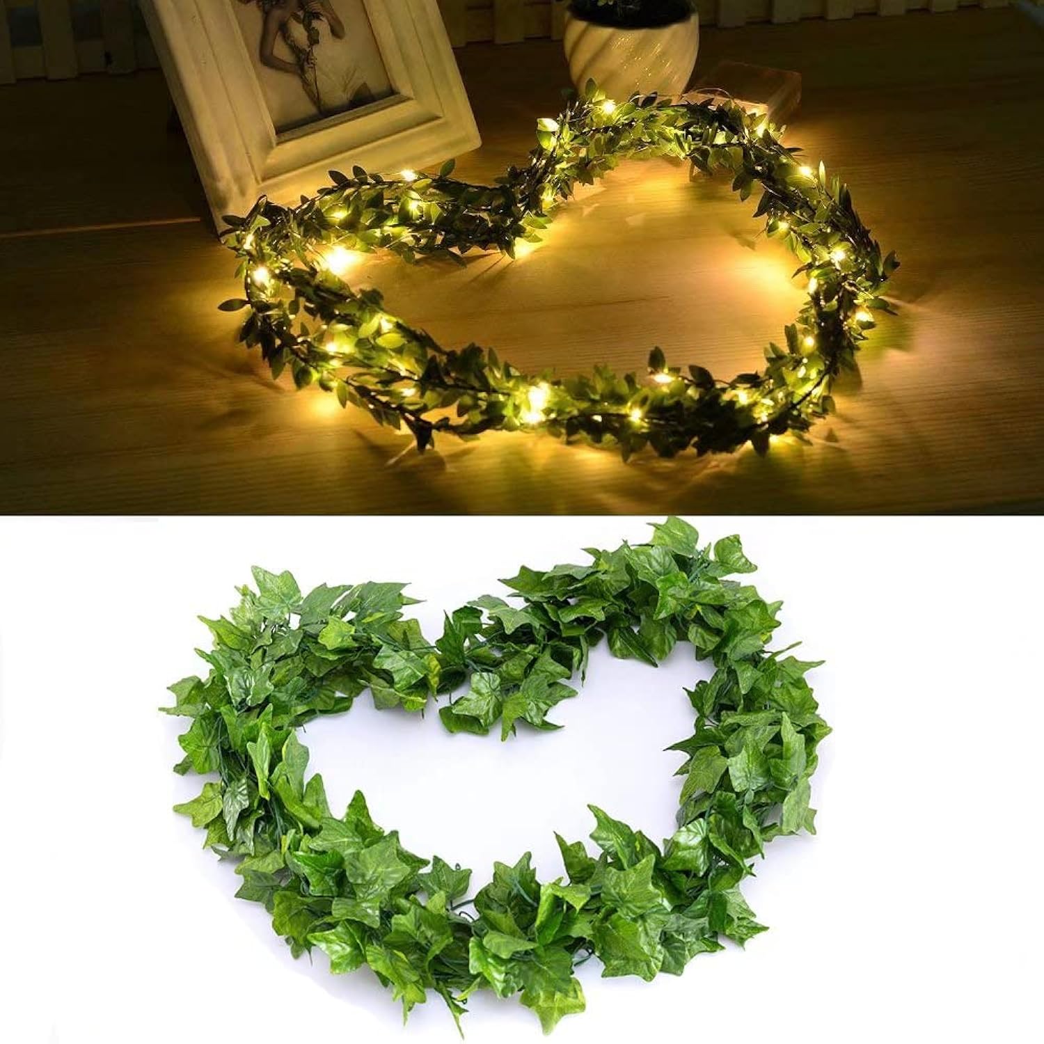 168 Ft Artificial Ivy Garlands With 400 Led /132Ft String Light Fake Vines For Bedroom Decor Ivy Leaves Greenery Faux Hanging Plants Green Flowers Decor For Home Kitchen Garden Office Wedding Wall
