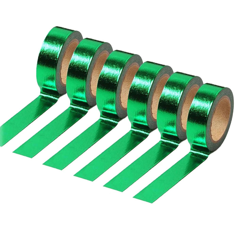 6Pcs Solid Grass Green Foil Washi Tape Set Metallic Paper Masking Tape For Diy