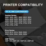 65XL Ink (Black & Color) for Envy 5055, DeskJet 3755, 2652 Printers