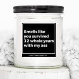You Nique Designs 12 Year Anniversary Candle For Him And Her 9Oz Candle, 12Th Year Gift Idea For Him, 12 Year Wedding Anniversary For Husband, Wife, Couple, Him, Her (Mahogany Teakwood)