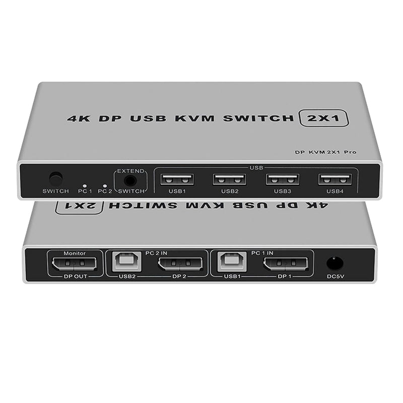 2 Port Displayport Kvm Switch 4K@60Hz, Dual-Port Displayport Dp 1.2 Kvm Switch