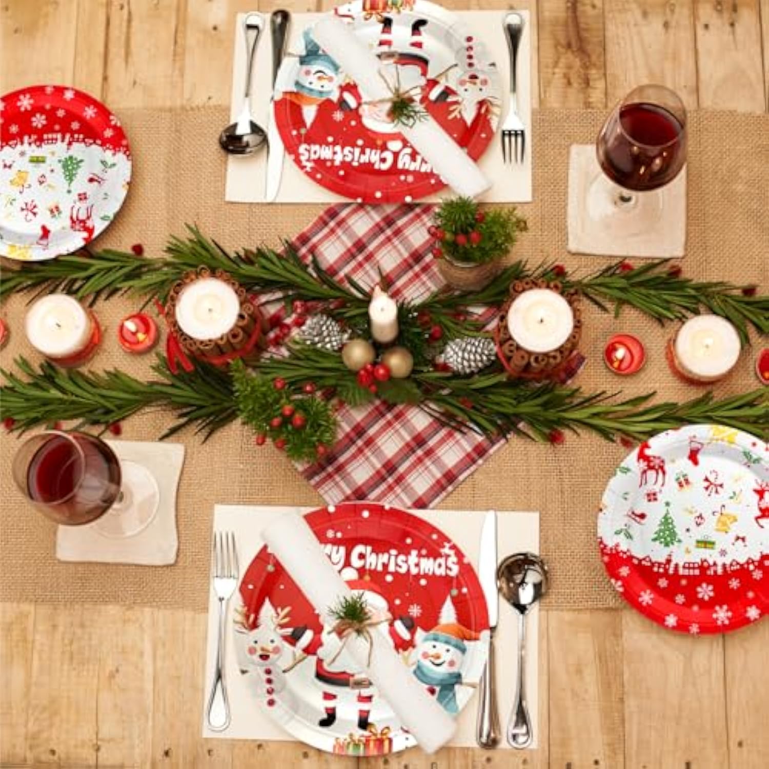 Christmas Paper Plates, 40Pcs Party Paper Plate Set Disposable Christma Party Food Dinner Dessert Plates Tableware Decorations Favors, Including 20Pcs 9" And 20Pcs 7" For Christmas Plate