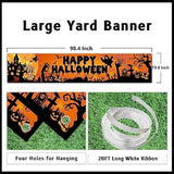 Happy Halloween Banner Large 98.4x19.6 Inch Black Orange Yard Sign Outdoor Decor