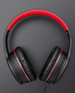 K16 Wired On-Ear Headphones with Mic, Foldable, 3.5mm Jack (Black/Red)