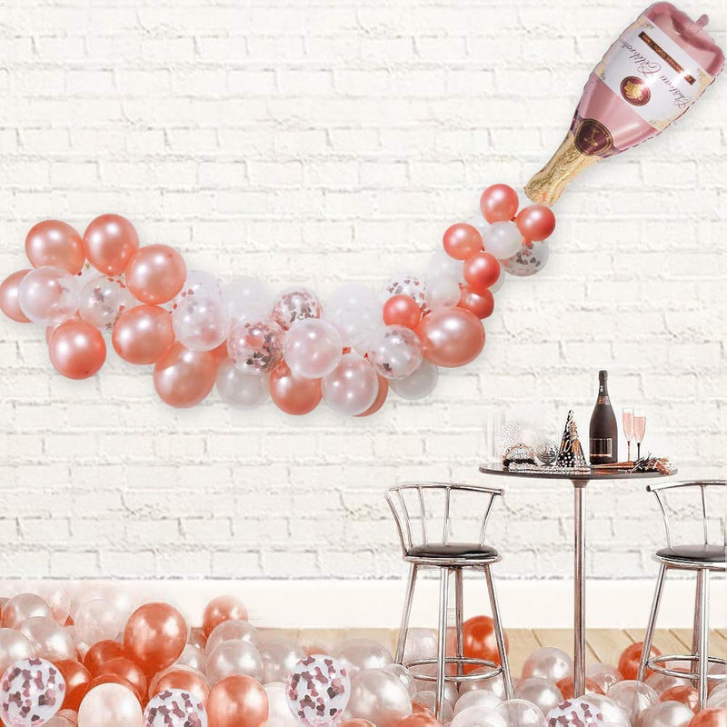 Champagne Bottle Balloon Kit, 40" Champagne Wine Bottle Rose Gold Ball