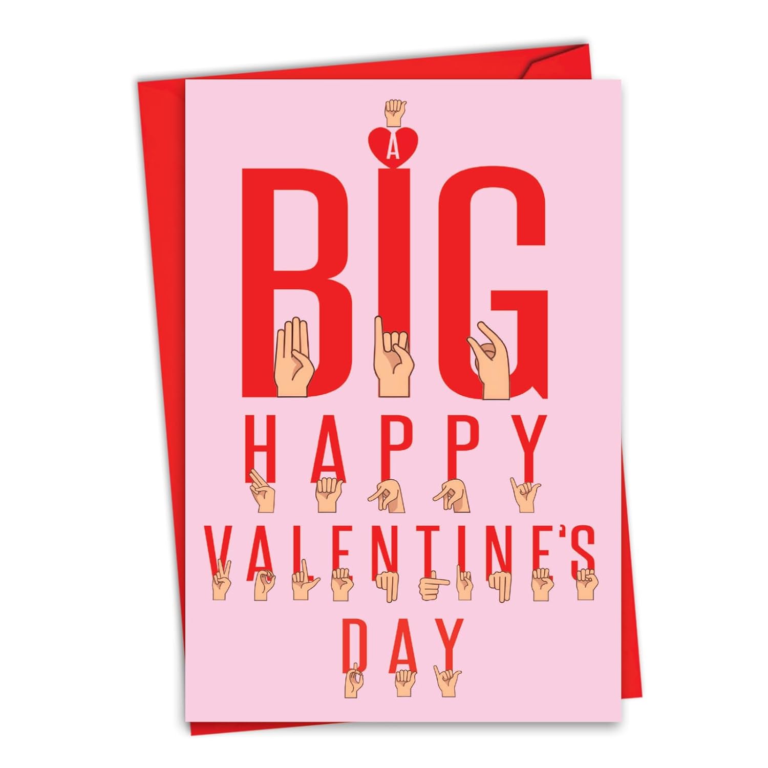 Funny Valentine'S Day Greeting Card With 5 X 7 Inch Envelope For Men And Women (1 Card) Sign Language - Love C8347Vdg