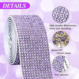 6 Rolls Self Adhesive Dream Purple Crystal Rhinestone Strips Diamond R