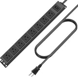 Heavy Duty Metal Surge Protector Power Strip 8 Outlets 14AWG 6FT Extension Cord 1200J Black