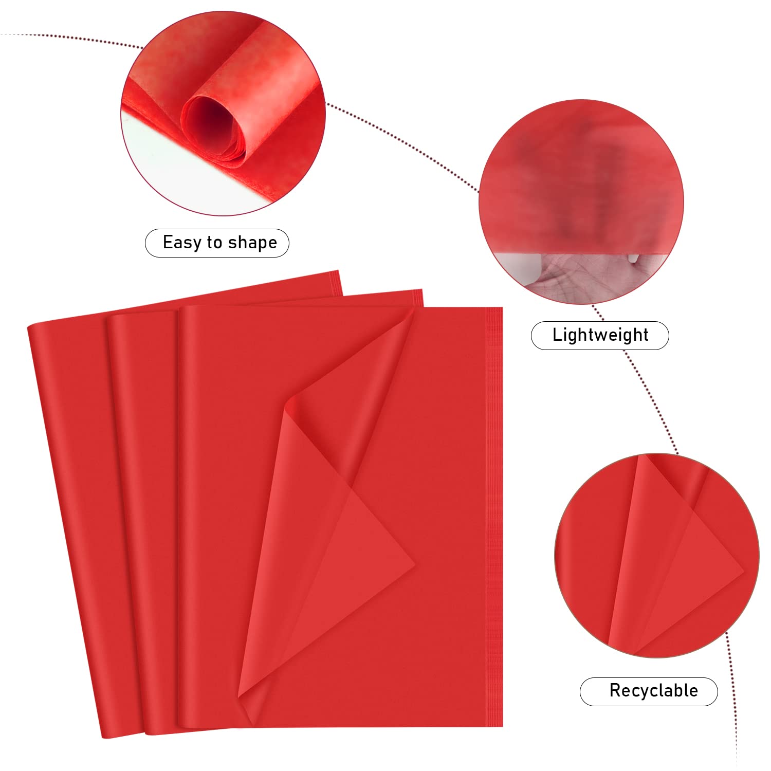 120 Sheets Red Tissue Paper - 14 X 20 Inches, Christmas Wrapping Paper Bulk For Gift Bags, Packaging, Floral Filler, Crafts, Birthday, Wedding, Valentine'S Decor