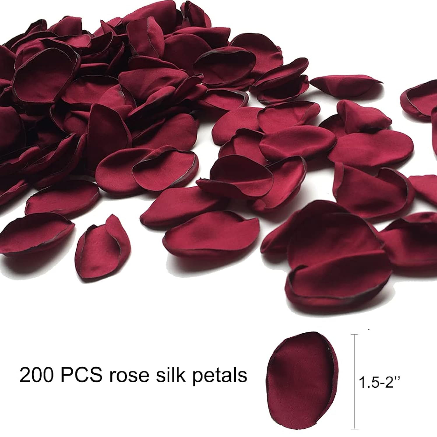 200Pcs Silk Rose Petals Burgundy Artificial Flowers Petals Flower Girl For Wedding Romantic Night Valentines Party Dinner Table Decoration
