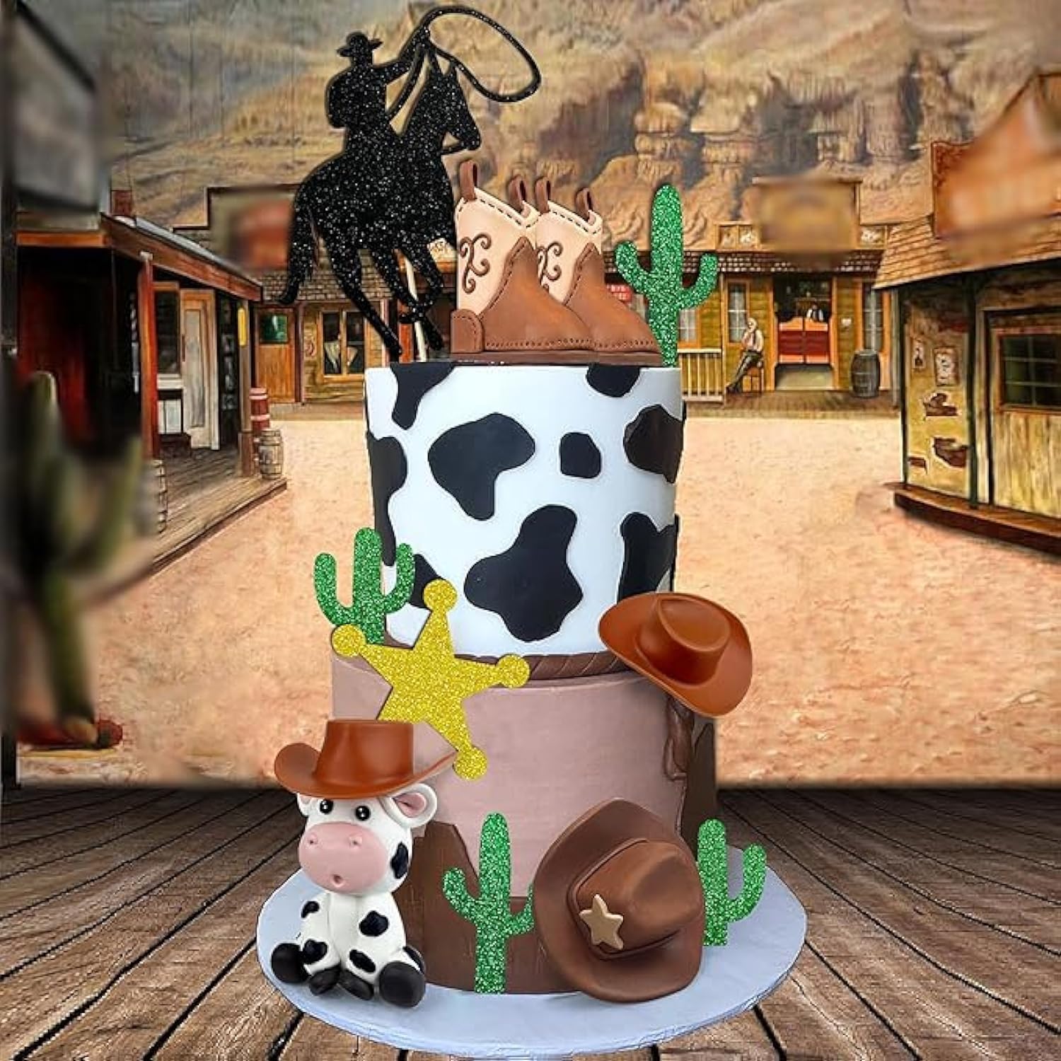 Cowboy Cake Decorations Cow Hat And Boot Cake Toppers For Western Cowboy Cowgirl Theme Party Birthday Baby Shower Party Supplies