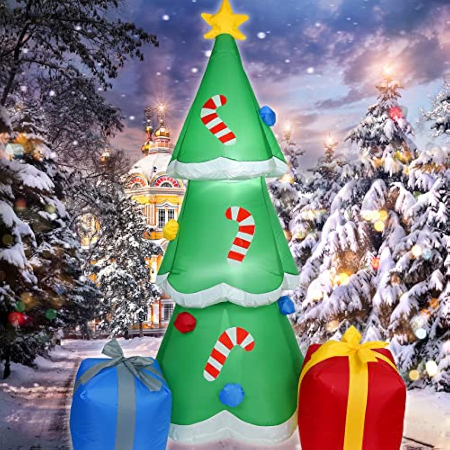 6Ft H Christmas Inflatable Christmas Tree With Gift Gags With Build-In Led Lights, Blow Up Christmas Inflatable Outdoor