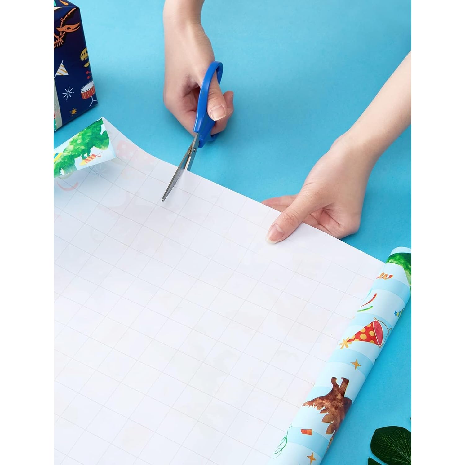 Dinosaur Wrapping Paper Rolls - 3 Rolls 17” X 120” Happy Birthday Wrapping Paper Kids Wrapping Paper Rolls Boy Dinosaur Gift Wrap Paper Dinosaur Party Favor Happy Bday Wrap With Cutting Line On Back