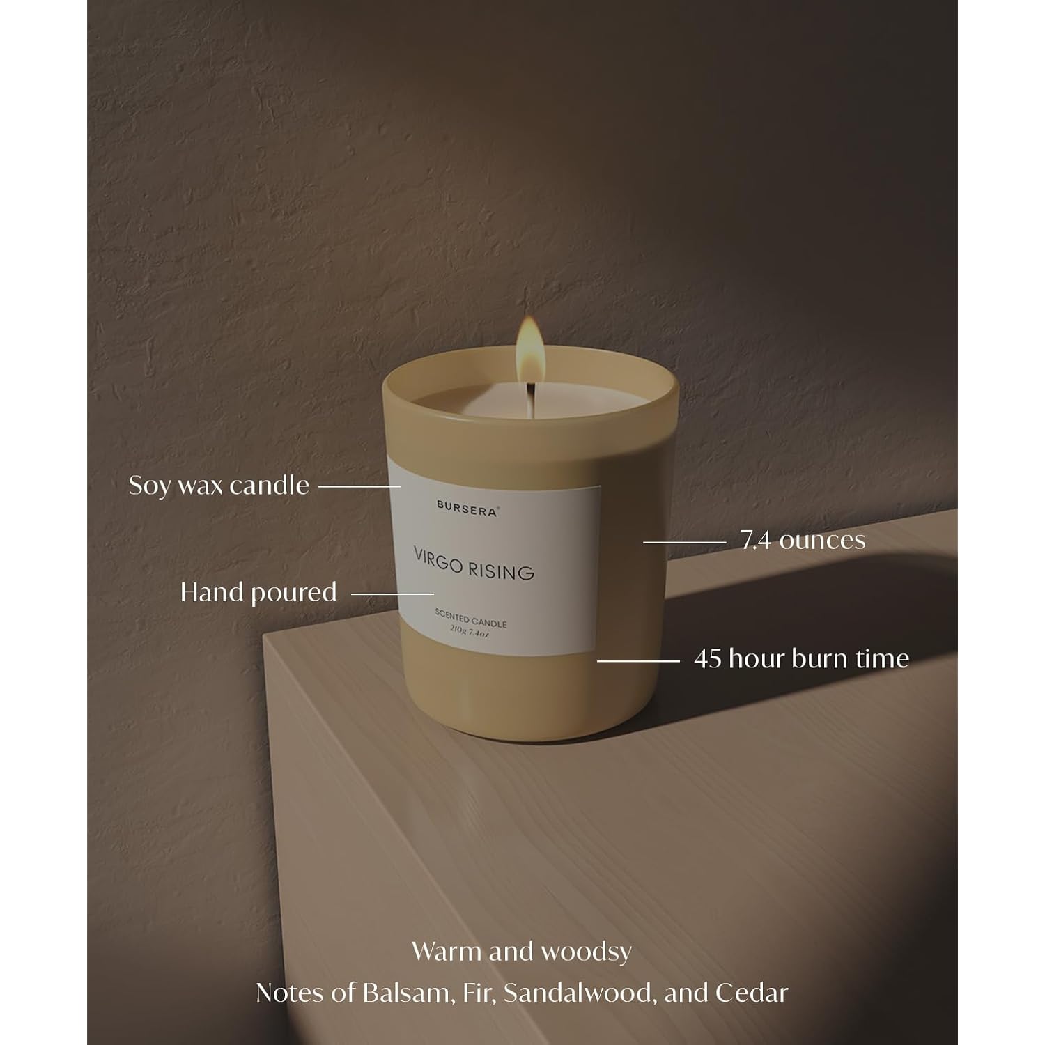 Scented Candle - Virgo Rising, Tree Planted With Every Order, Natural Scented Soy Candle | 7.4Oz Ceramic Jar Single Wick Candle | Slow Burning 45 Hour Burn Time, Non Toxic Candles