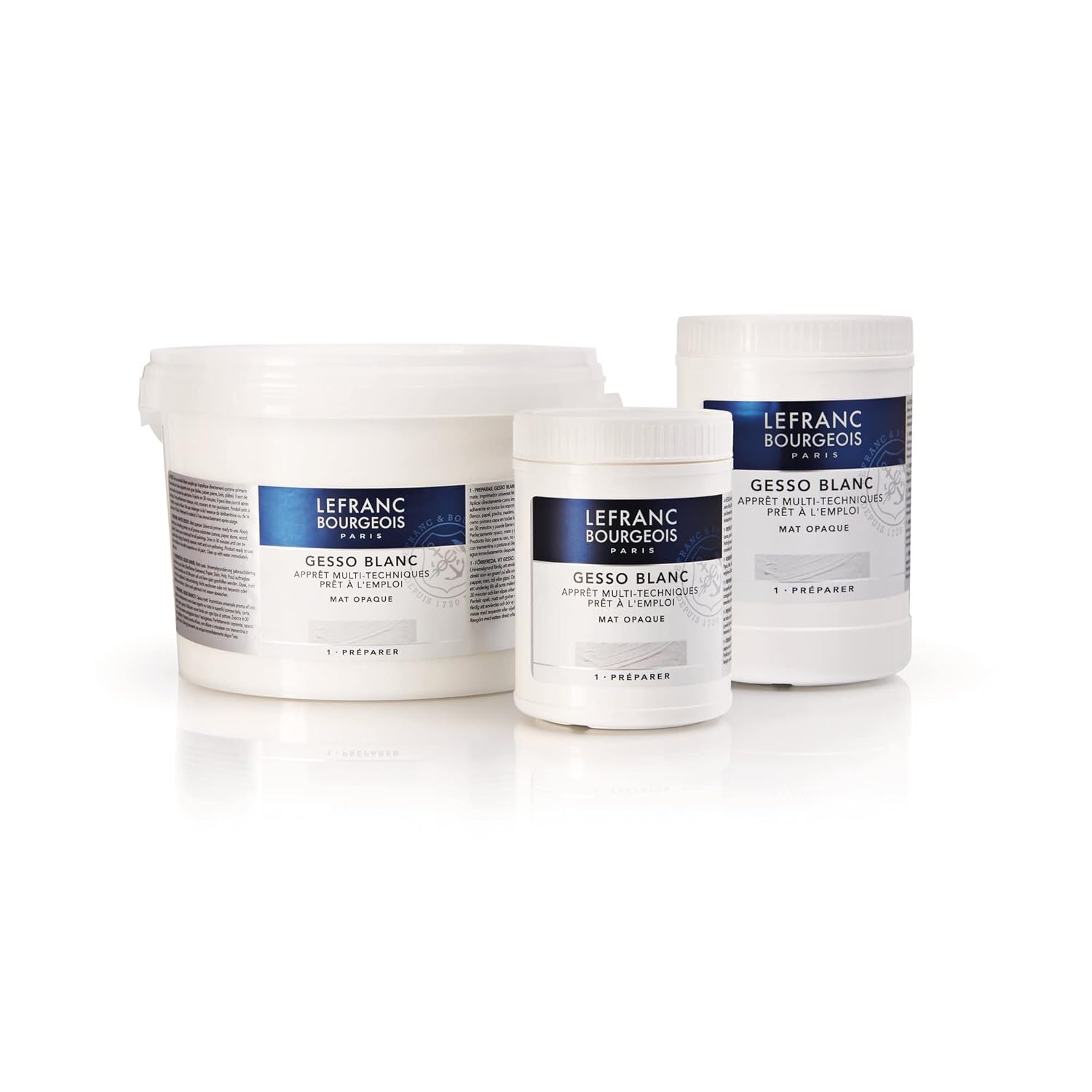 Lefranc & Bourgeois Gesso, White, Universalgrundierung Acrylic Painting, Ready To Use – Matte Opaque Opaque For Canvas, Paper, Stone, Wood, Plaster, 1000Ml Topf