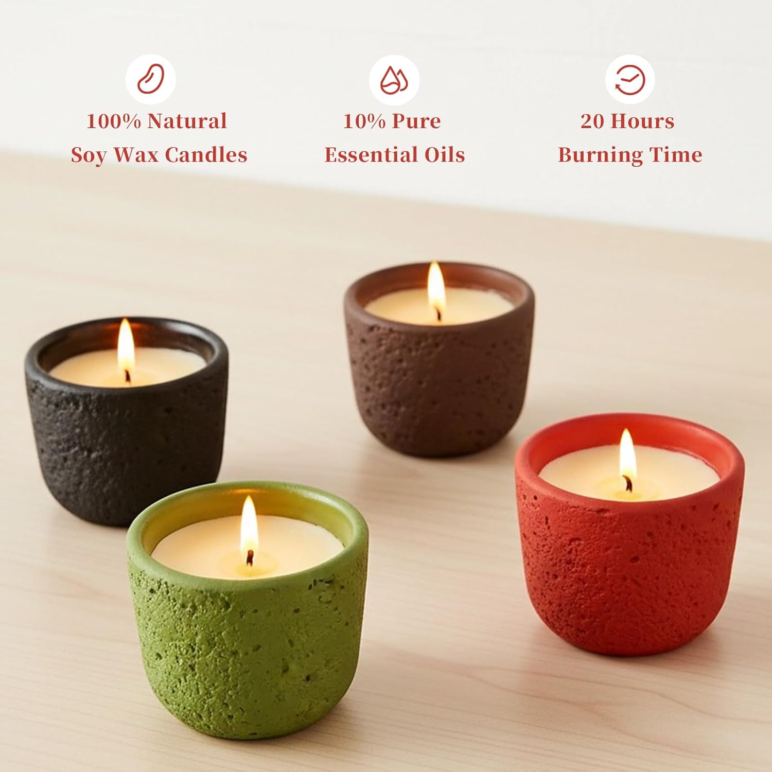 Ikeda Scented Candles For Home, 4 Pack Aromatherapy Candles Gifts For Women, Birthday Valentine Christmas Mother'S Day,11.2 Oz-80 Hour Colorful Ceramic Soy Candles Of Bergamot,Coconut,Peach,Orange