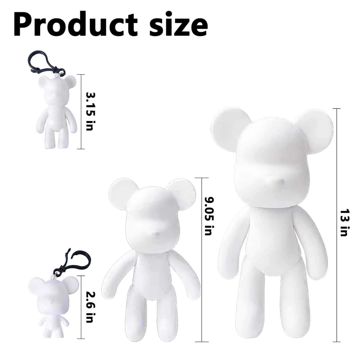 Diy Fluid Bear + Keychain Creativity Paints Set For Home Decoration (Blank Mold 9+13Inch)