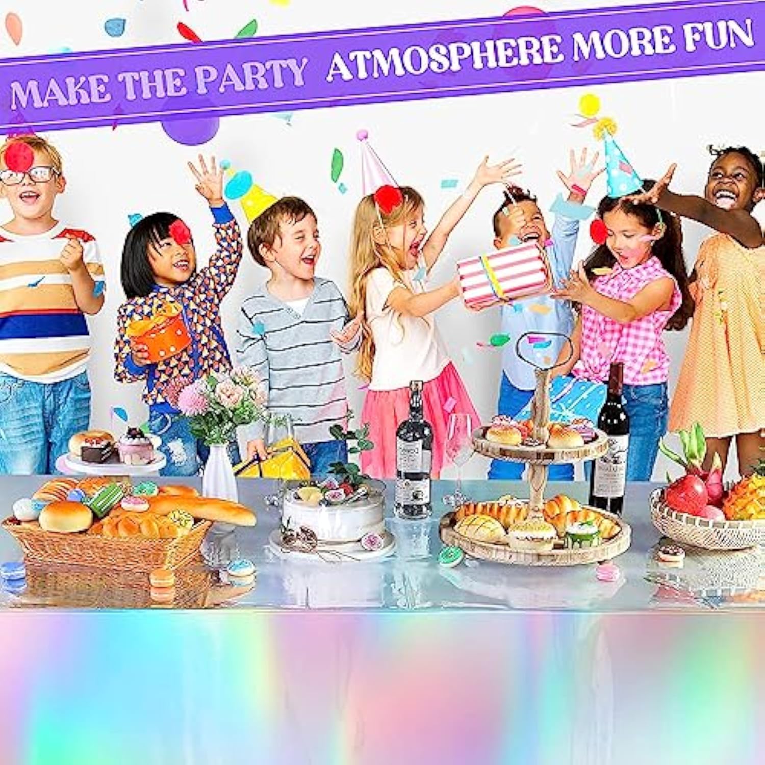 2PCS Iridescent Tablecloths (54"x108") for  Undersea  Theme Parties