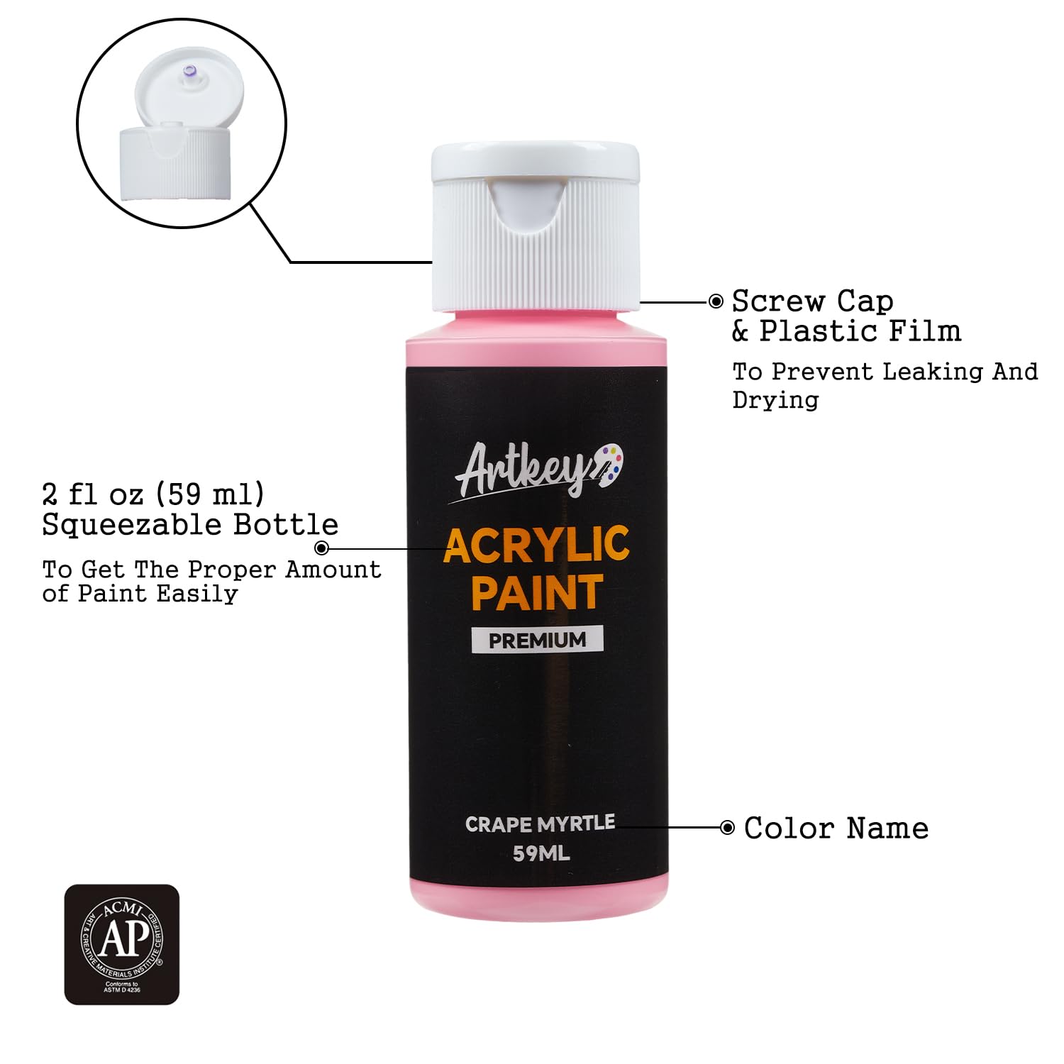 Acrylic Paint Set, 16 Colors 2 Oz/59 Ml Acrylic Paint Kit For Professional Artists & Beginners – Spring Pastel Art & Craft Supplies For Canvas, Wood, Fabric, Rock, Leather, Ceramic, Glass