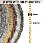 Chains Jewelry Making Supplies, 60Ft Cable Link Chains For Making Jewelry Necklace Earring Bracelet Findings Diy Craft Kit For Adults, 6-Color 2Mm Gold Silver Copper Plated Metal Link Rolls Bulk