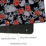 4 In 1 Mouse Pad Combo, Large Gaming Mouse Pad + Keyboard Wrist Support + Mouse Wrist Rest + Coaster, Table Pad With Stitched Edge Memory Foam Ergonomic Wrist Pad Set, Human Skulls Vintage Roses