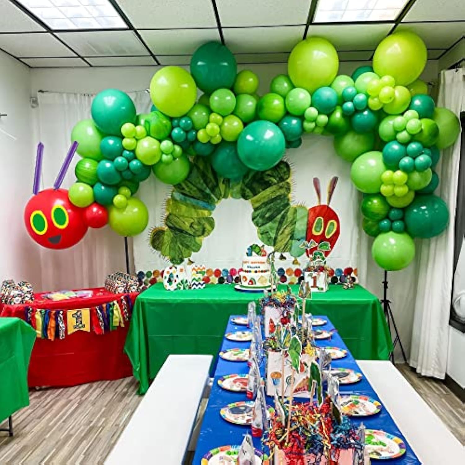 Diy 141Pcs Green Caterpillar Balloon Garland Kit For First Birthday Baby Shower Kids Hungry Caterpillar Themed Party Decoration (Green)