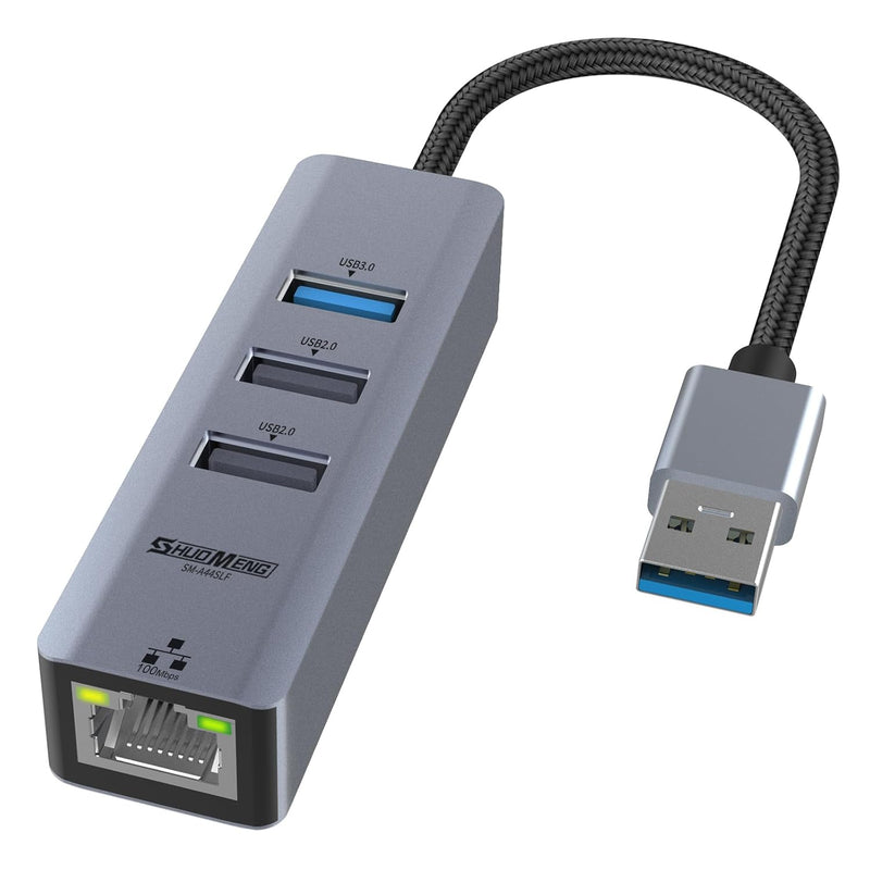 Usb To Ethernet Adapter, Usb 3.0 Usb 2.0 Hub With Rj45 100/10 Mbps Ethernet Fo