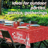 Happy Birthday Tablecloth,3Pcs Red And Sliver Table Cloths For Parties Rectangle Glitter Red Birthday Decoration For Women’S 18Th 21St 30Th 40Th 60Th 70Th Birthday Party Supplies