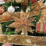 Glitter Wire Mesh Ribbon With Sparkle - Wired 2.5 Inch Burnt Orange Ribbon For Christmas Tree Decoration, Wreath Bow Making (25 Yards)