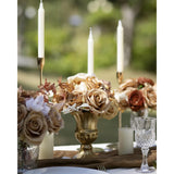 10Pcs Silk Roses Artificial Flowers Fake Long Stem Roses For Diy Wedding Bouquet Home Decoration (Coffee)