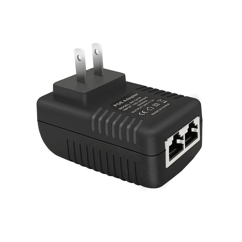 Poe Injector 24V 1A 24W With Wall Plug Ieee 802.3Af Compliant 10/100Mbps, 2 Po