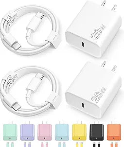 20W USB C Fast Charger with 6FT Cable for iPhone 17 16 15 iPad Samsung Android