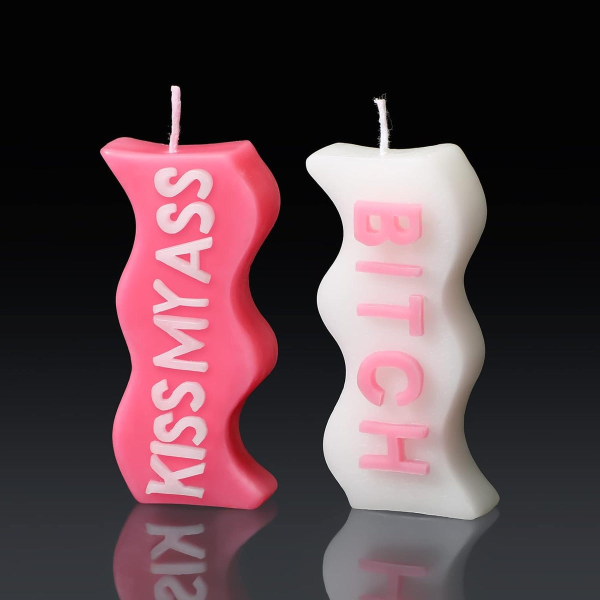 2 Pieces Christmas Aesthetic Candles Atmosphere Candle Wavy Word Fun Shaped Trendy Soy Wax Scented Cool Funny Gift For Office Birthday Home Xmas Decoration