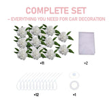 Luxury Wedding Car Decor Kit With White Artificial Floral Garland And Satin Bows For Newlyweds Large Outdoor Use