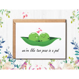 We'Re Like Two Peas In A Pod - Peas Card - Peas Anniversary Card - Valentine'S Day Card - Cute Anniversary Card - Romantic Card - Love Card, White