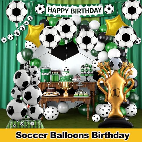 10PCS Soccer Balloons Set – Large Soccer Balloon & Trophy Balloon for Soccer Party Decorations, Birthday Supplies for Soccer Fans, 2026 Championship Decor