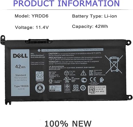 Dell YRDD6 1VX1H 42Wh 3-Cell Battery for Inspiron Vostro Series
