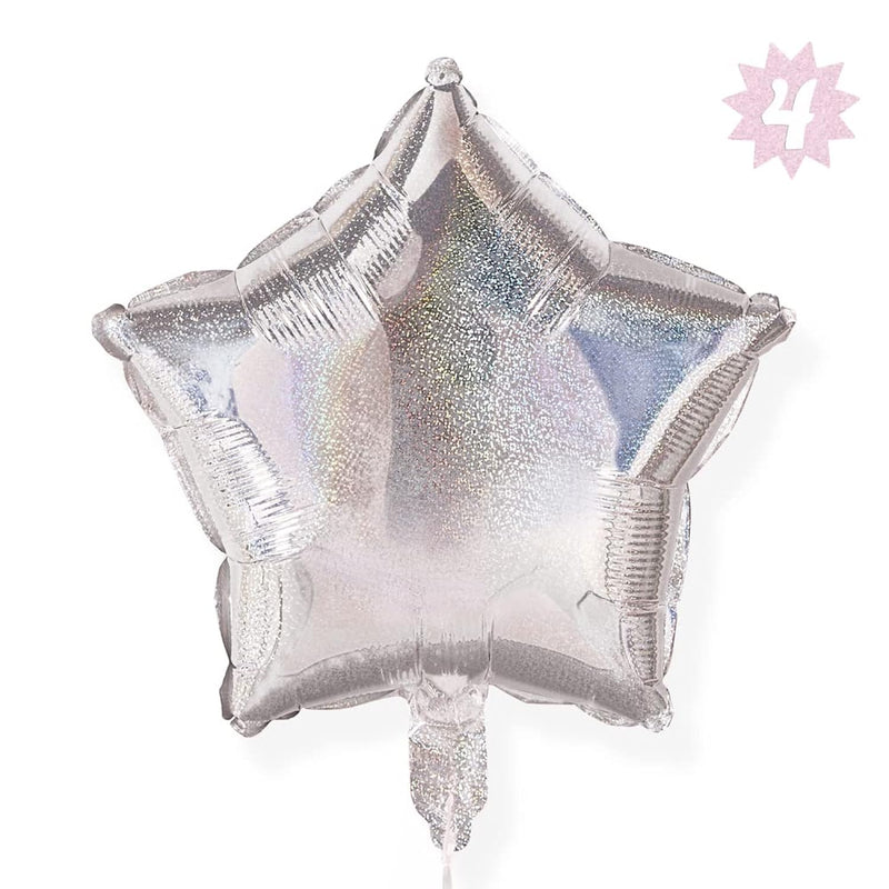 Iridescent Star Foil Balloon Pack - 4 Pack | Birthday Party Supplies,