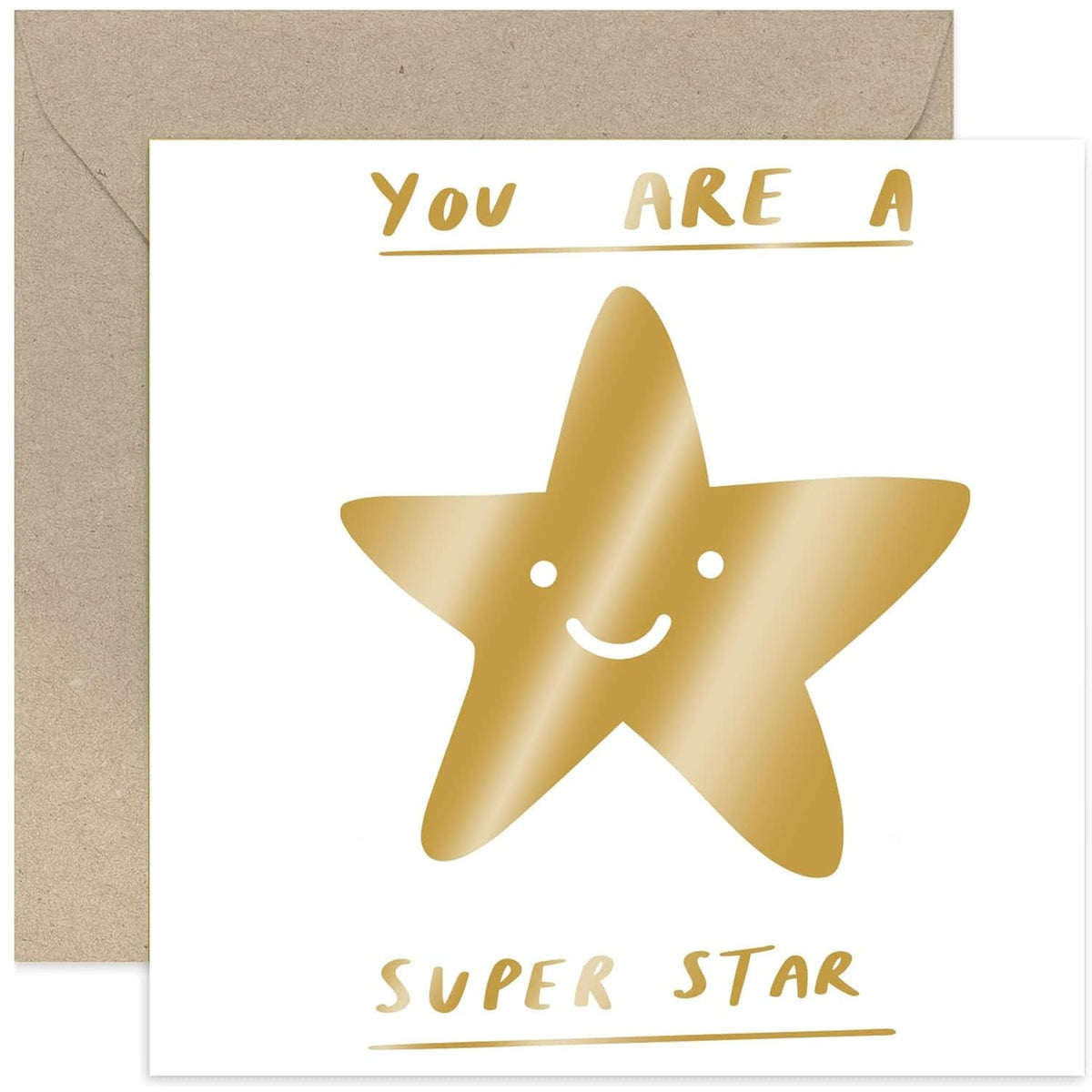 Old English Co. Cute Well Done Congratulations Card - Golden Super Star - Passed Exams, Driving Test, New Job, Back To School | Blank Inside With Envelope
