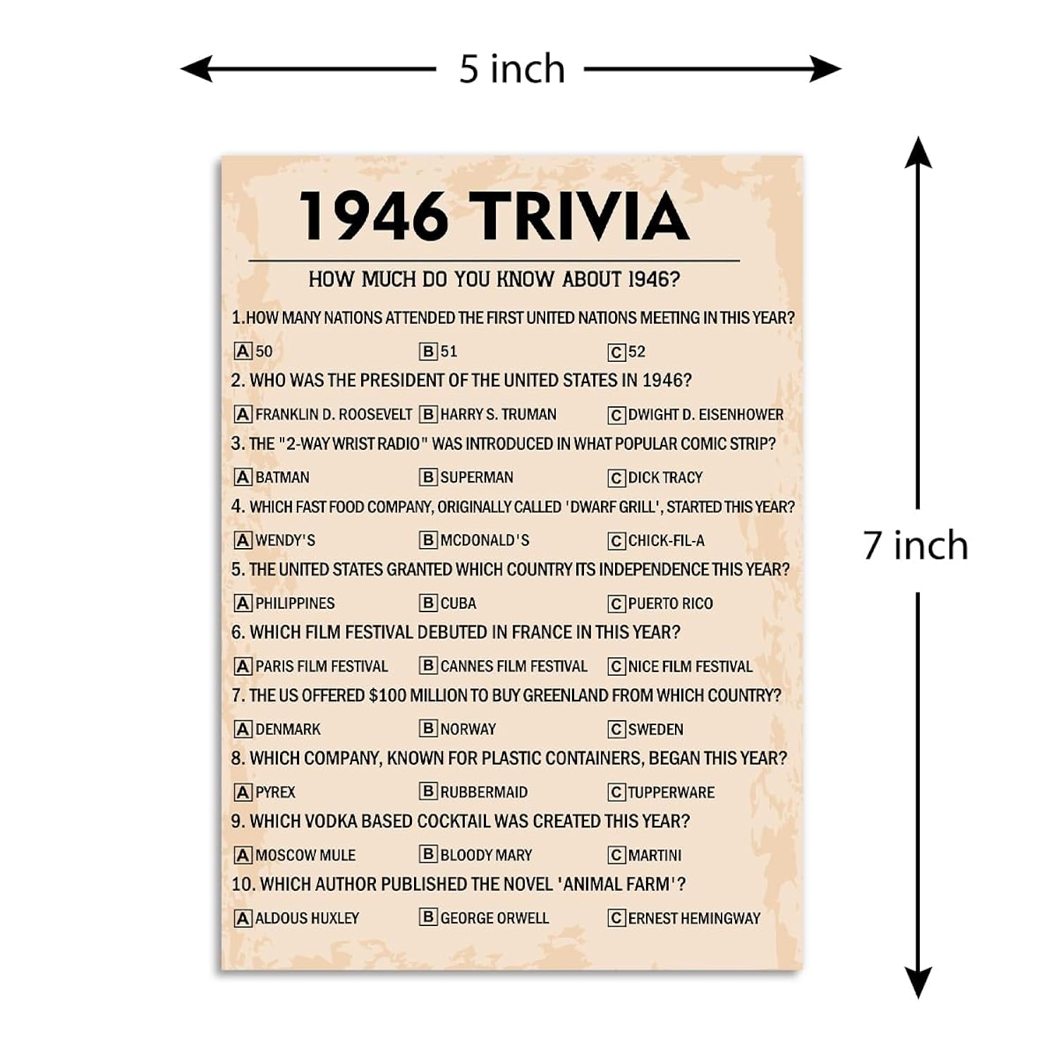 80Th Birthday Party Games, 1946 Trivia Games, Birthday Party Supplies For Adults, Fun 1946S Party Game?Pack Of 30 Cards