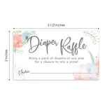 Pastel Watercolor Floral Diaper Raffle Tickets / 50 Baby Shower Sprinkle Game Drawing Cards / 2" X 3.5" Gender Reveal Party Activity/Made In The Usa
