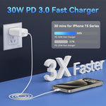 iPhone 15 Charger Fast 30W USB C Block & 10FT Cable for iPhone/iPad/Samsung