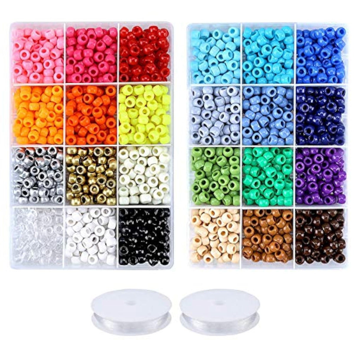 200pcs 9mm Pony Beads Kit – 24 Colors for Bracelets, Crafts & Gifts
