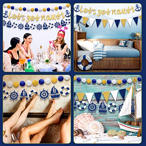 5 Pcs Lets Get Nauti Banner Nautical Cruise Party Decorations Set