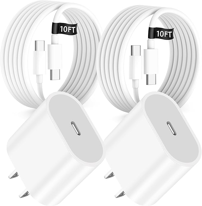 20W USB C Fast Charger with 10FT Cable for iPad 11th 10th Gen Air Pro Mini
