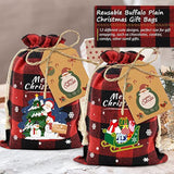 36Pcs Cotton Medium Christmas Drawstring Candy Treat Bags Buffalo Plaid Xmas Xmas Christmas Fabric Goody Gift Sacks Reusable Gift Wrapping Bags Holiday Party Favors - Red/Black