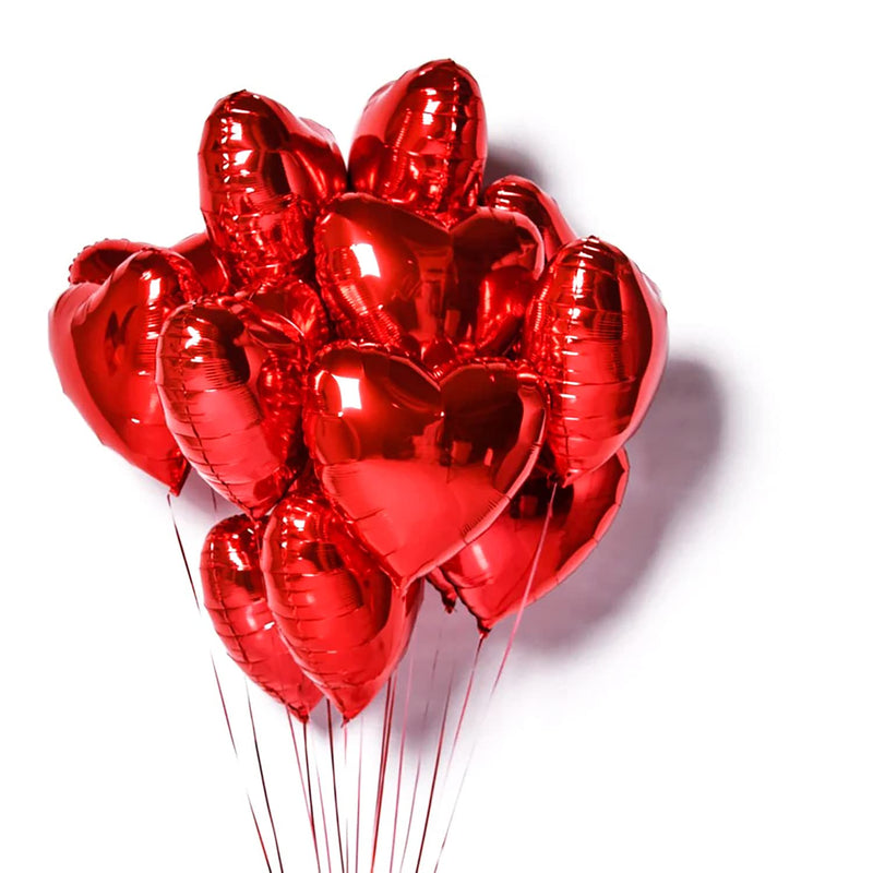 10 Pcs 18 Inch Heart Love Bunch Foil Balloon,Helium Support Valentines