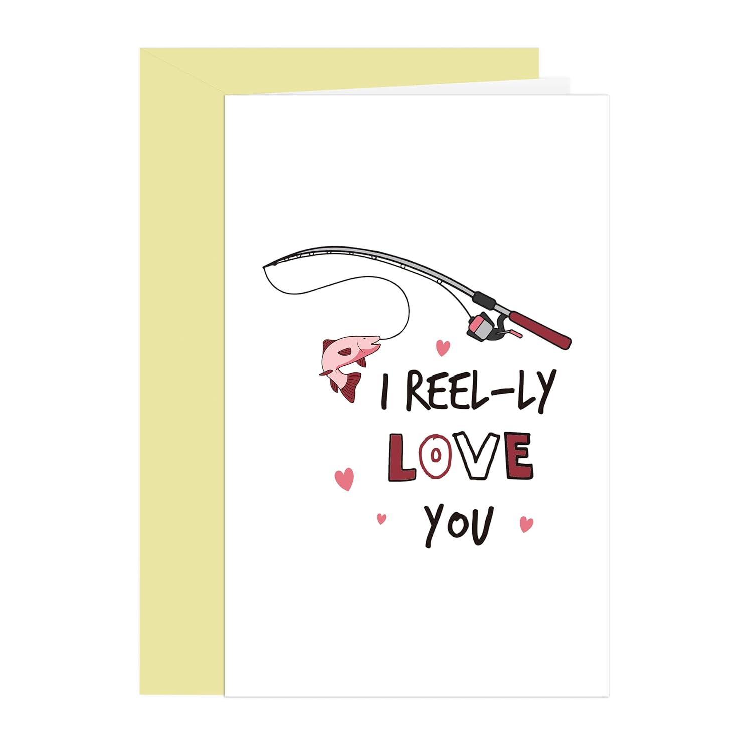 Fishing Love You Card, Valentines Card For Fisherman Fishing Loving, Funny I Reel-Ly Love You Gift, Husband Fish Card