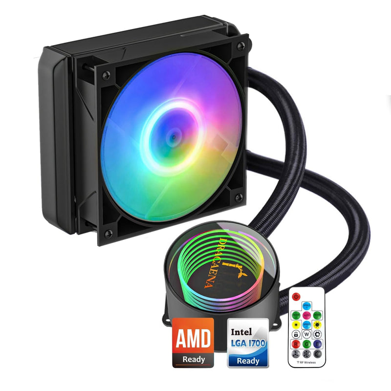 Dracaena Aio Cpu Cooler, Color Change Remote, 120Mm Radiator, Argb Pwm Fans Qu