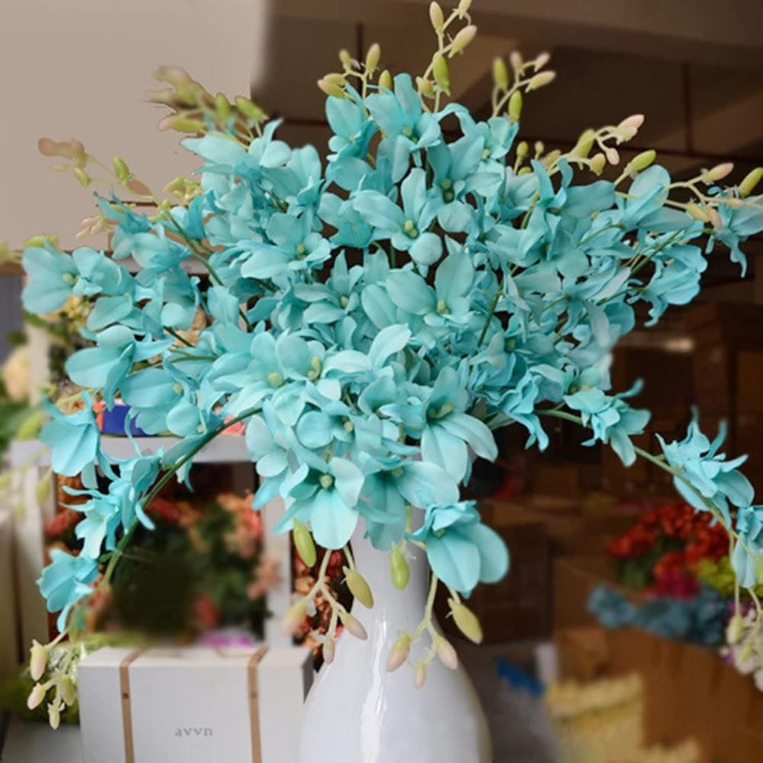 10 Pack Artificial Orchid Flowers, Fake Dancing Lady Orchid Butterfly Flower For Wedding Home Office Party Hotel Restaurant Patio Or Yard Decoration (Blue)
